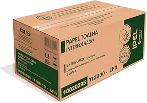 Papel Toalha Interfolhada 2 dobras FD Ipel Laminado ELX 22,5cm x 20,5cm 30g - 2000 Folhas