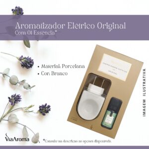 Aromatizador Elétrico Original Porcelana com 01 Essência 10ml - Via Aroma
