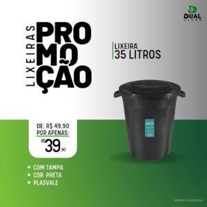 Lixeira com Tampa 35 Litros Plasvale