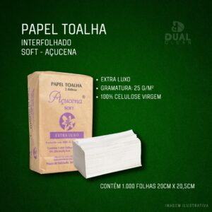 Papel Toalha Interfolhado 100% Celulose 25g C/1.000 Folhas - Açucena