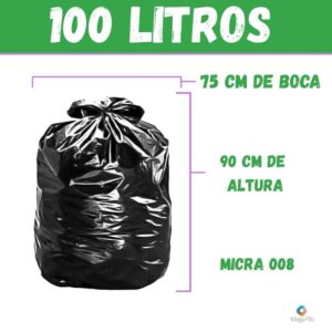 Saco de Lixo 100 unidades Resistentes - Tamanho 100 - Micra 008