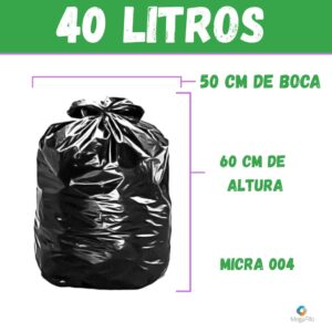 Saco de Lixo 100 unidades Resistentes - Tamanho 40