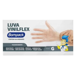 LUVA VINILFLEX BOMPACK S/PO TRANSPARENTE G(9) C/100
