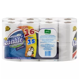PAPEL HIGIÊNICO QUALITE FL DUPLA C/16 ROLOS 10CM X 30M - IPEL