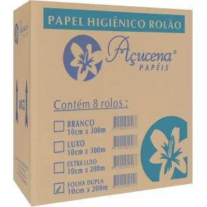 PAPEL HIG. AÇUCENA ROLÃO F.DUPLA 10CM 200MTS 8UN