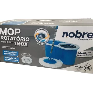CONJUNTO MOP ROTATÓRIO BALDE 13L COM CESTO INOX E 2 REFIS - Nobre