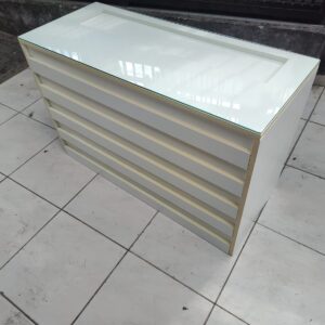 Mesa de Escritório MDF - Branco com Vidro