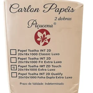 PAPEL TOALHA DE PAPEL AÇUCENA TOUCH EXTRA LUXO 20X19X1000 Fls 2D (19g/m²)