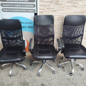 Cadeira de Escritório Modelo Diretor - Telada - Na Cor Preta - Revisada Excelente Qualidade