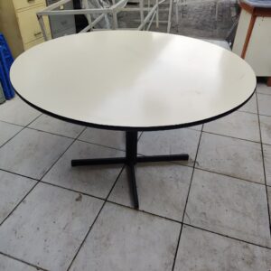 Mesa de Reunião Redonda - Cor Bege - Base de Ferro