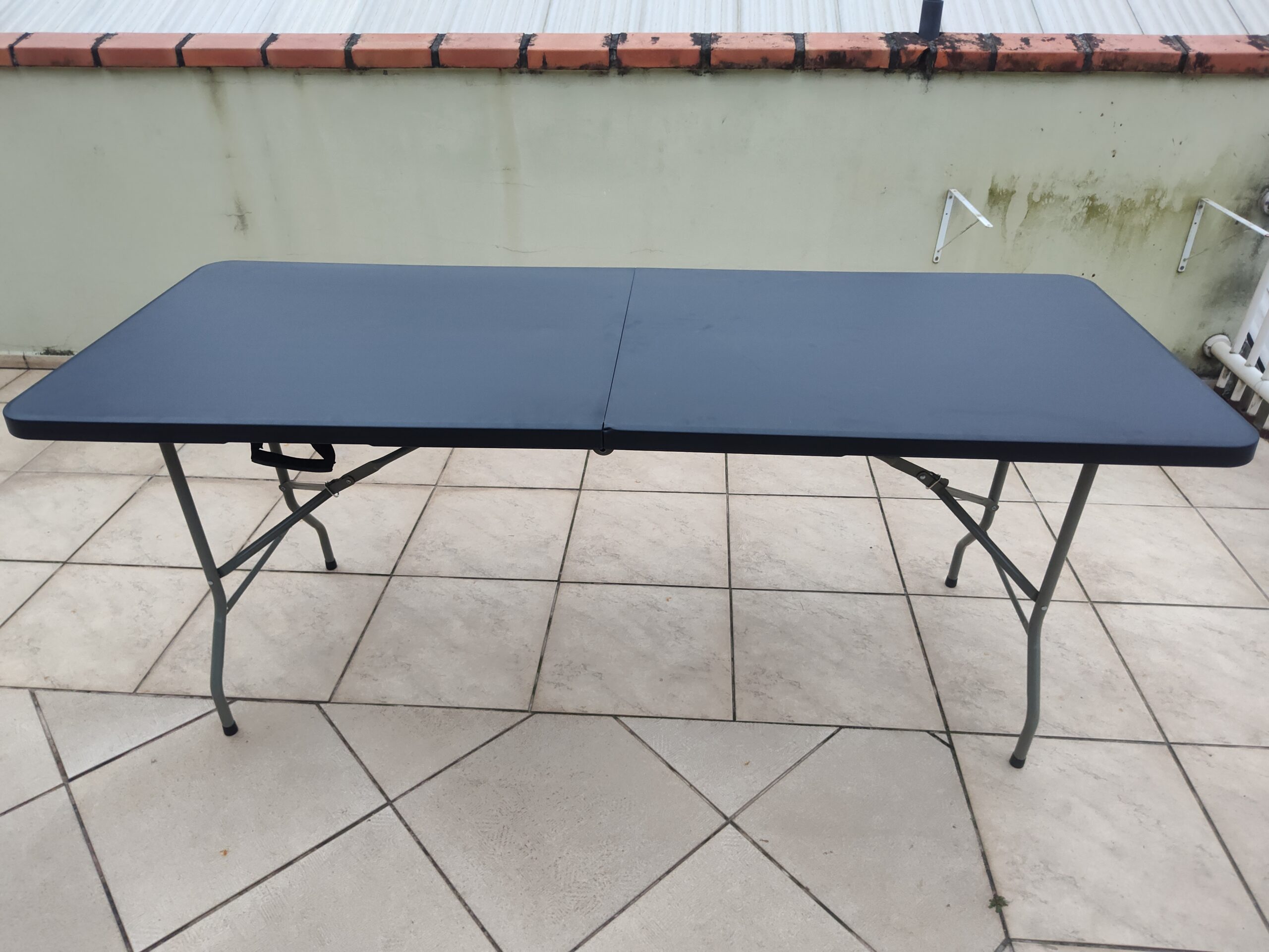 Mesa Dobrável na Cor Preta (180x74x74) - Nova