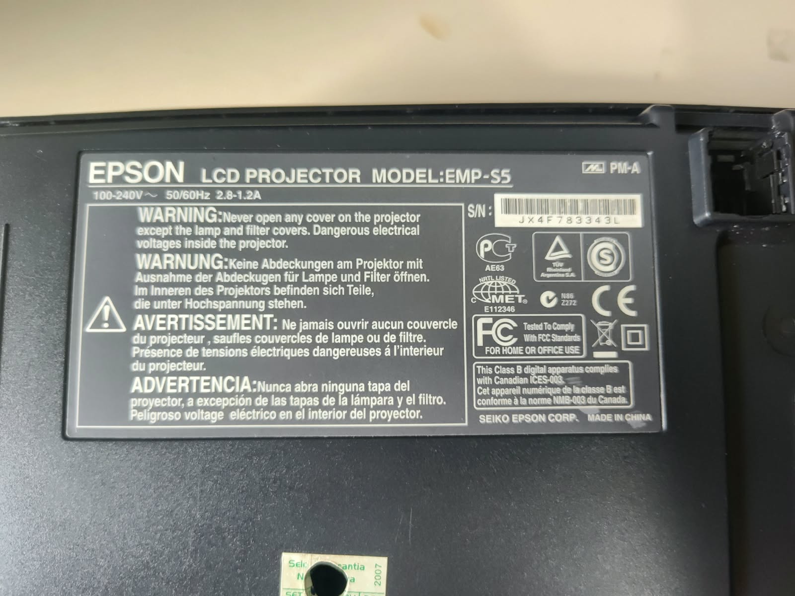 Projetor Epson PowerLite S5 / S5+(Funcionando 100%) + Controle + Mala de Transporte - Imagem 4